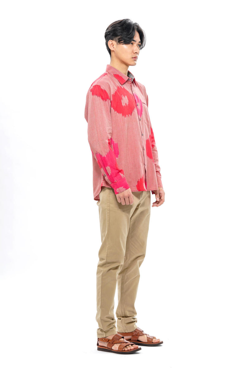 SAKURA MENS FULL SHIRT 100% cotton by Translate Men in pink color for men in Singapore