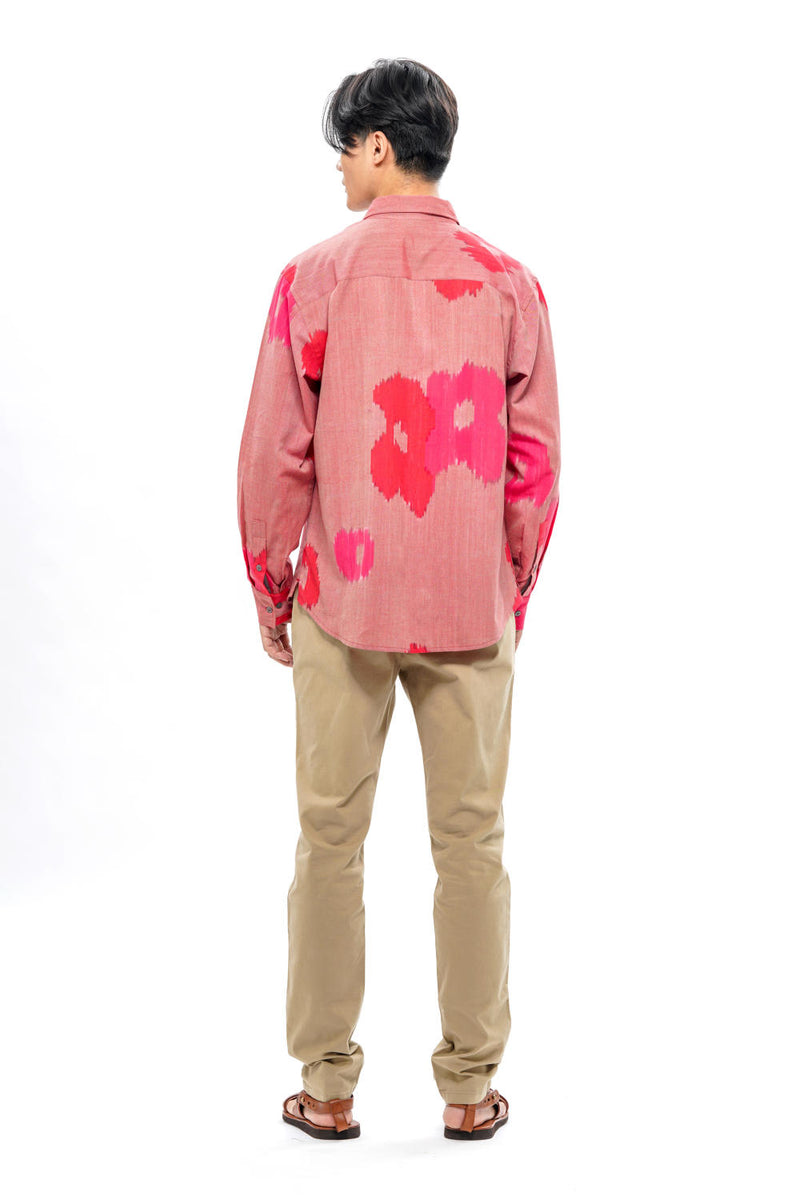 SAKURA MENS FULL SHIRT 100% cotton by Translate Men in pink color for men in Singapore
