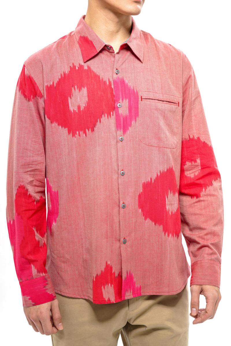 SAKURA MENS FULL SHIRT 100% cotton by Translate Men in pink color for men in Singapore