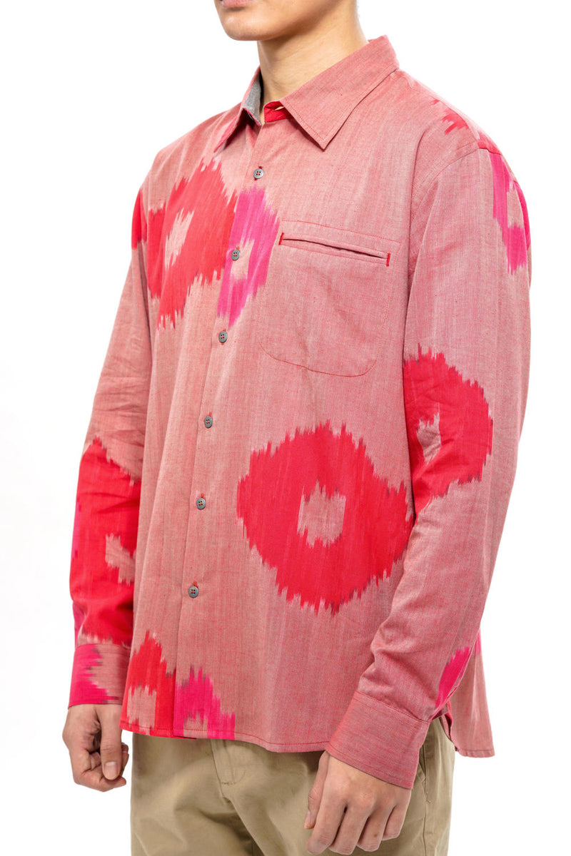 SAKURA MENS FULL SHIRT 100% cotton by Translate Men in pink color for men in Singapore