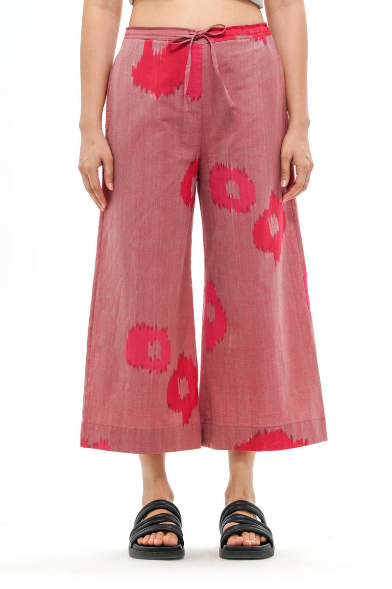 SAKURA PALAZZO 100% cotton by Translate - Handwoven Ikat in pink color for women in Singapore