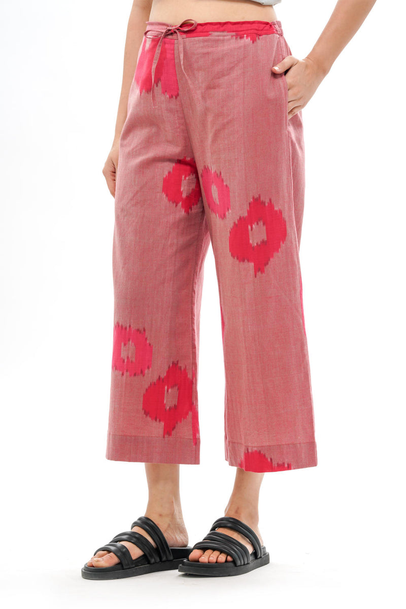 SAKURA PALAZZO 100% cotton by Translate - Handwoven Ikat in pink color for women in Singapore