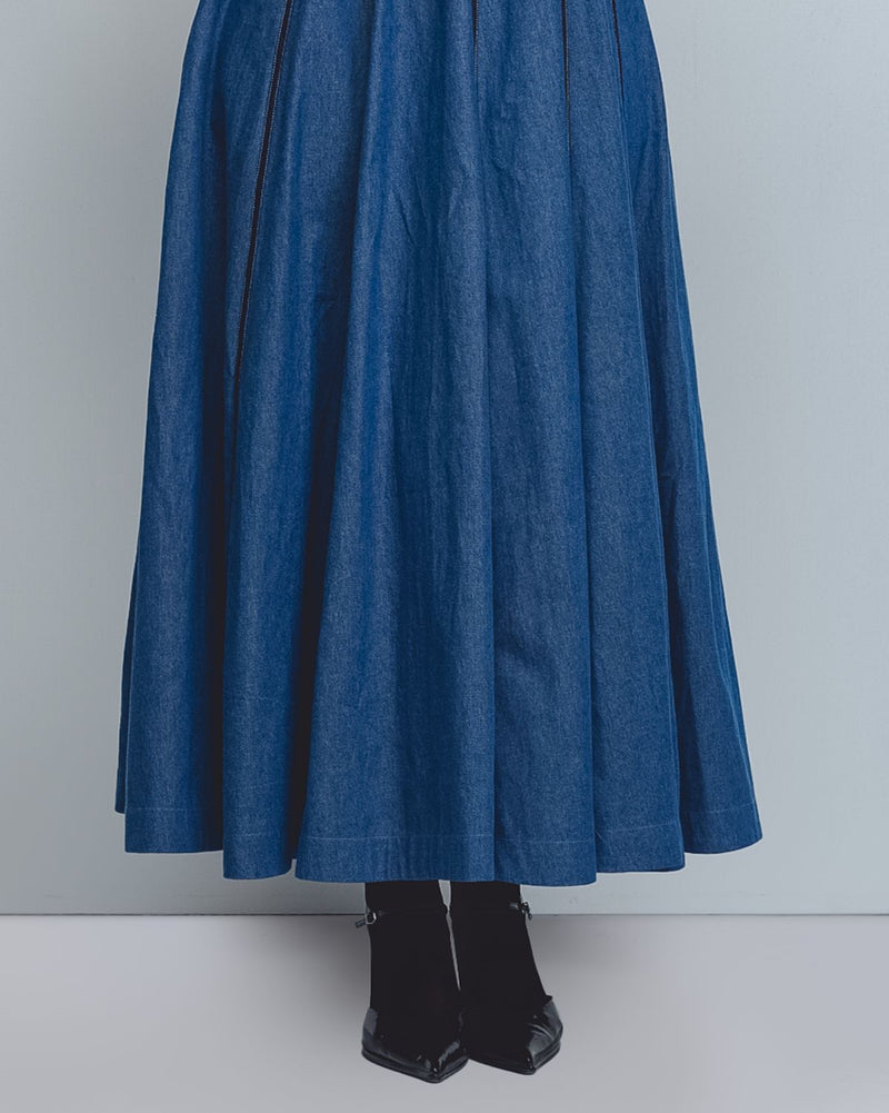 Sana Dress - Denim Blue cotton Buy Sana Dress - Denim Blue from C&W | Dresses for Women by Leh Studios in blue color for women in Singapore