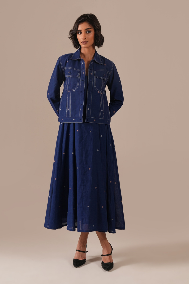 SAPPHIRE GLOW SET 100% cotton Buy SAPPHIRE GLOW SET from C&W | Co-Ord Sets for Women by Indigo Dreams in blue color for women in Singapore