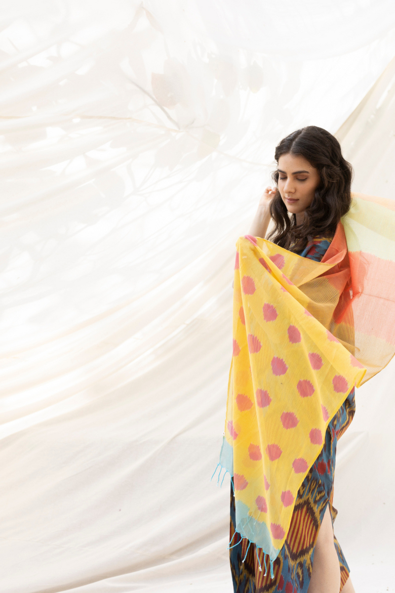 SUR STOLE 100% cotton by Translate - Handwoven Ikat in multi color for women in Singapore