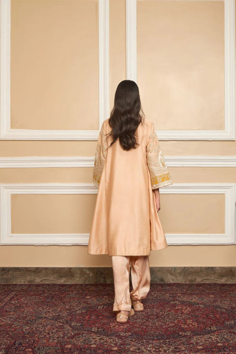 Mohsina Chauga with Salwar-Rosepink silk by SHEETAL BATRA in pink color for women in Singapore