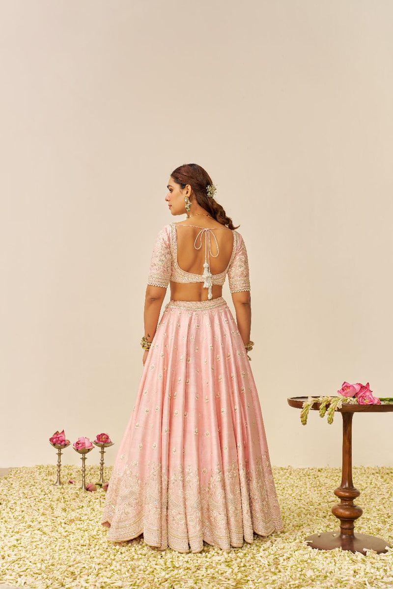 Fida - Lehenga With Blouse And Dupatta-Blush Pink silk by SHEETAL BATRA in blush color for women in Singapore