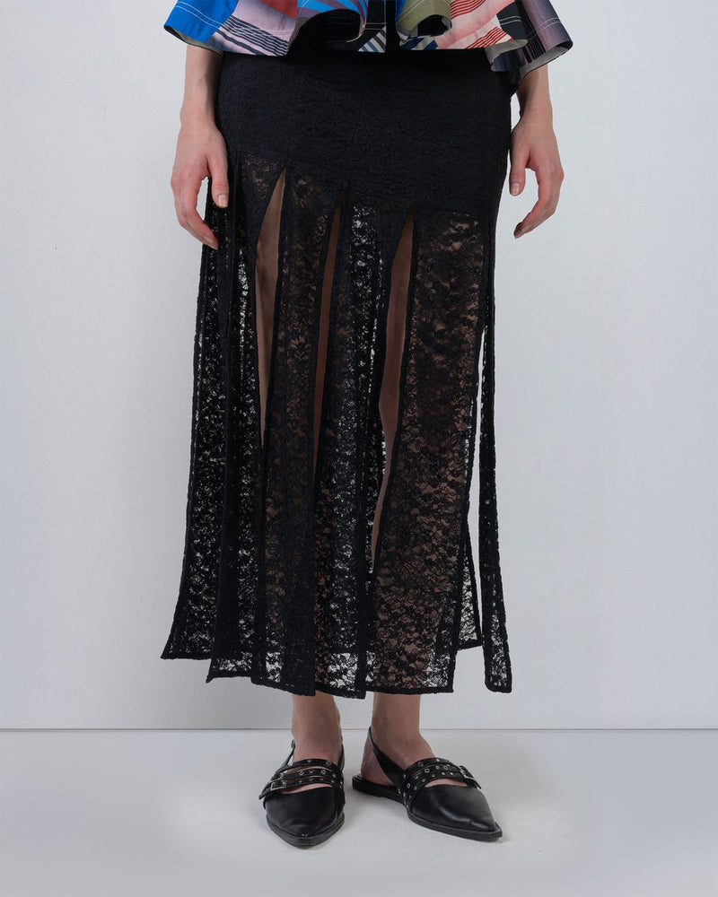 SCALPERE SKIRT - Black skirt by Leh Studios in black for women in Singapore