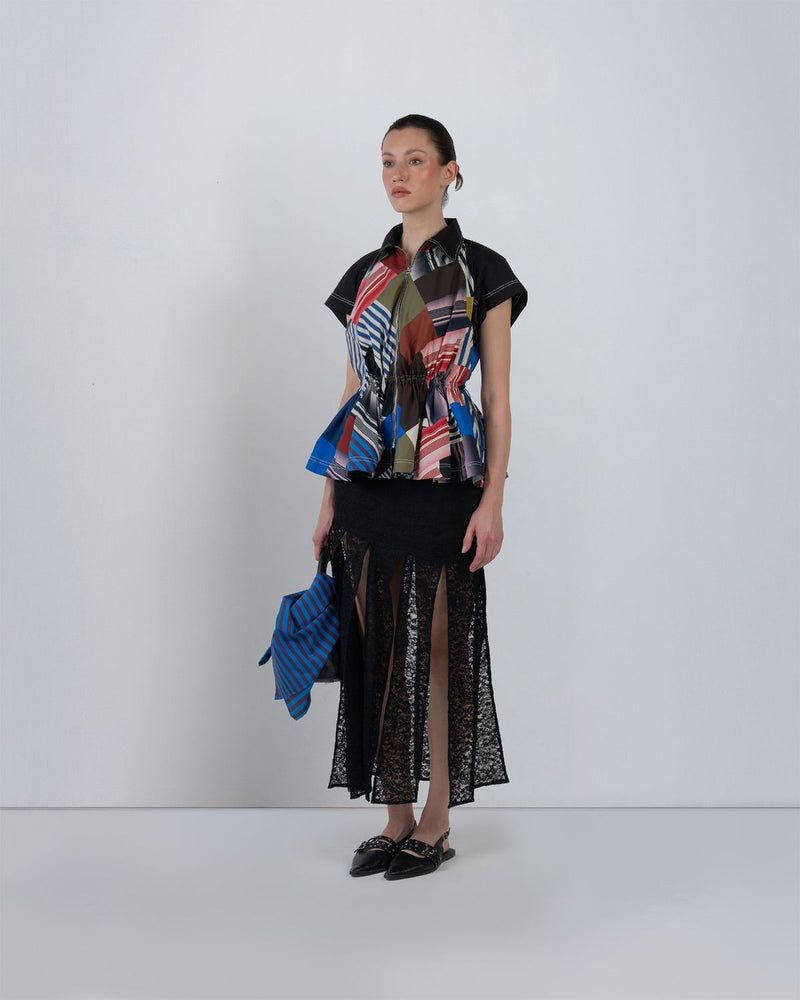SCALPERE SKIRT - Black skirt by Leh Studios in black for women in Singapore