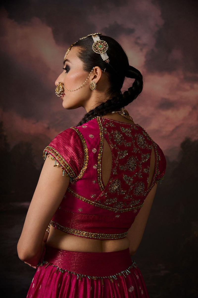 SEHAR BLOUSE silk by SWATTI KAPOOR in pink color for women in Singapore