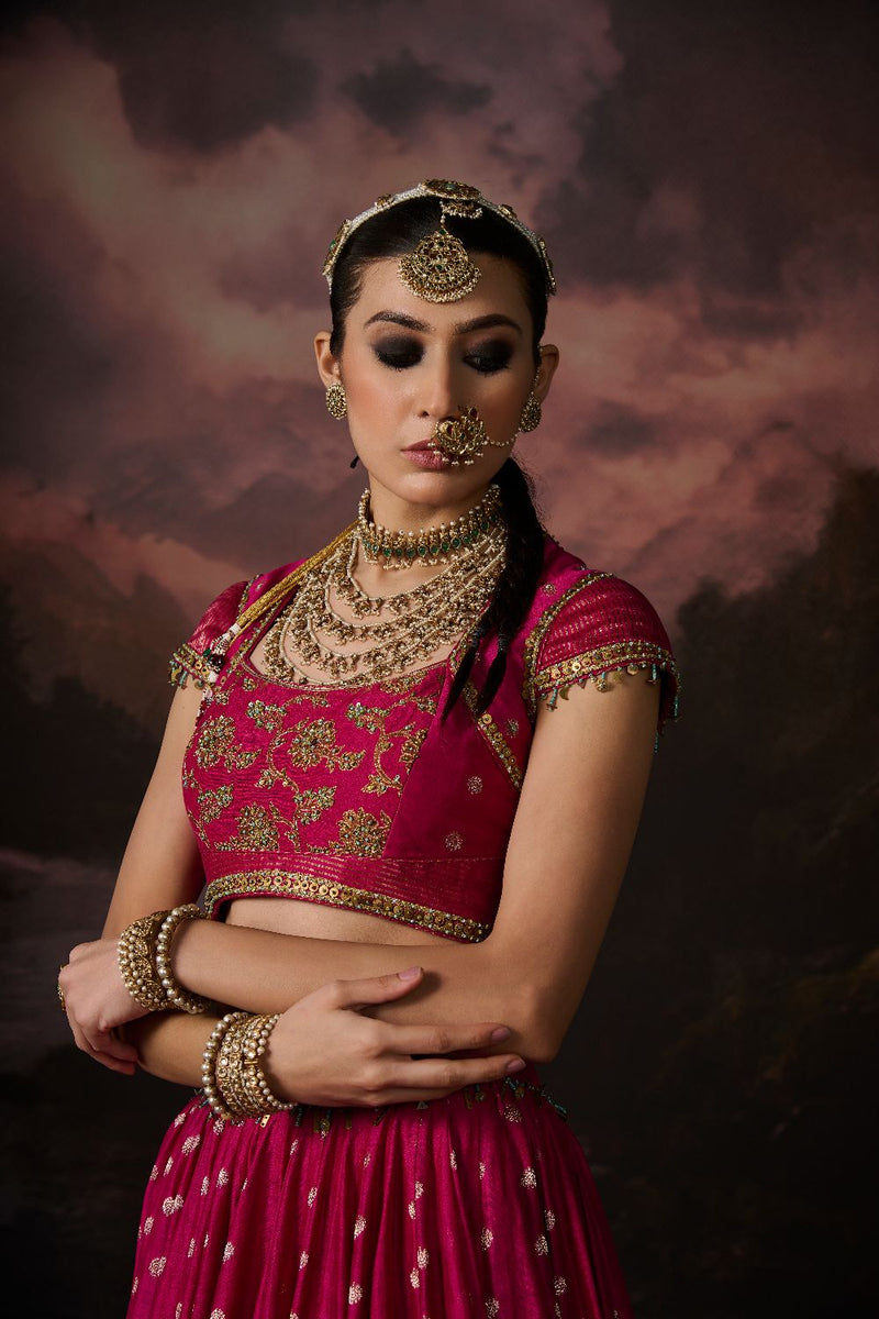 SEHAR BLOUSE silk by SWATTI KAPOOR in pink color for women in Singapore