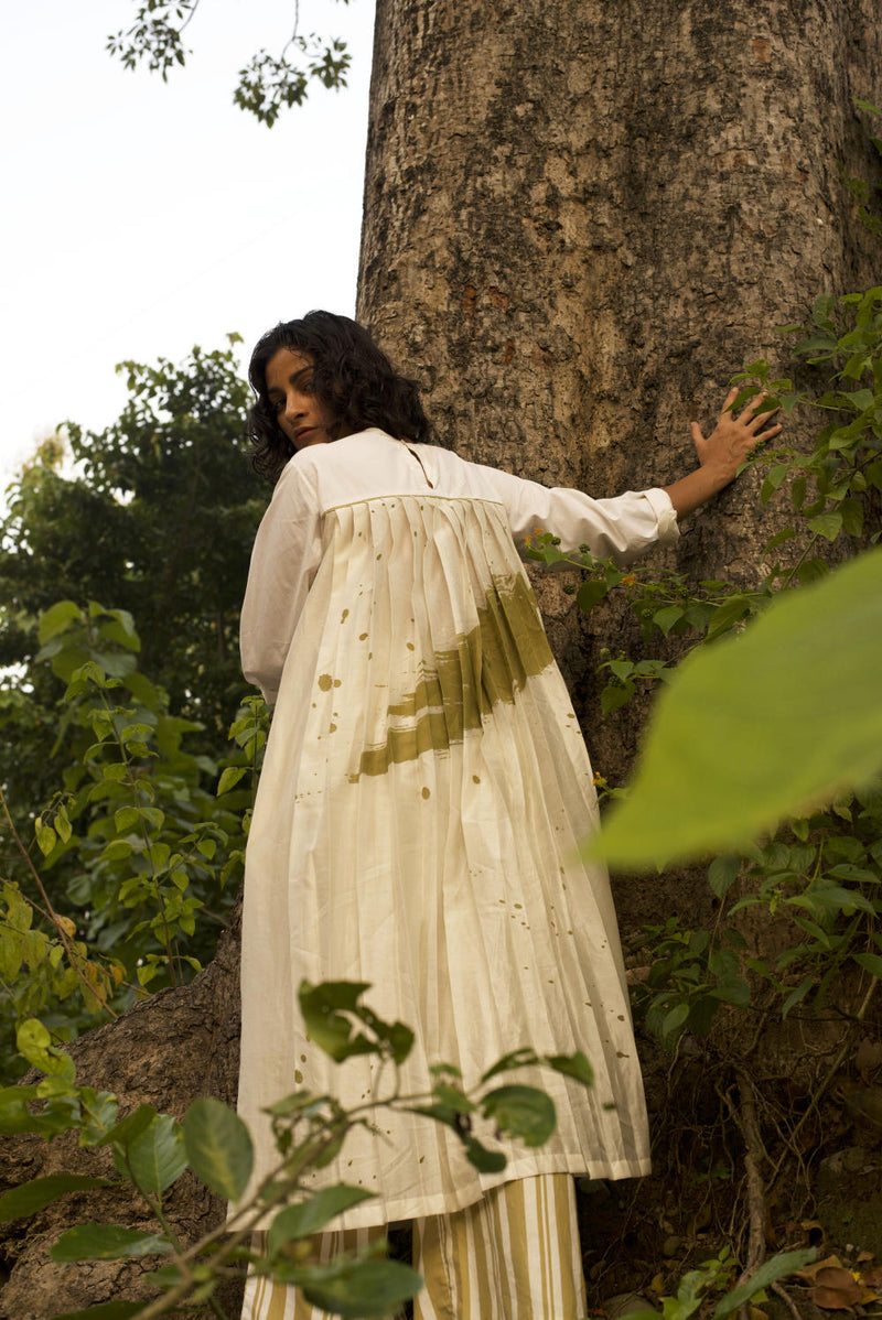 BACK PLEAT DRESS (mul slip included) - IVORY poplin by THREE in ivory color for women in Singapore