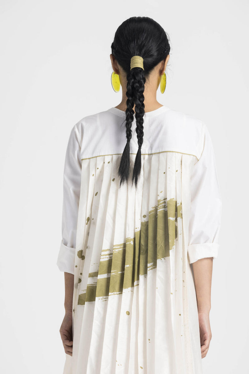 BACK PLEAT DRESS (mul slip included) - IVORY poplin by THREE in ivory color for women in Singapore