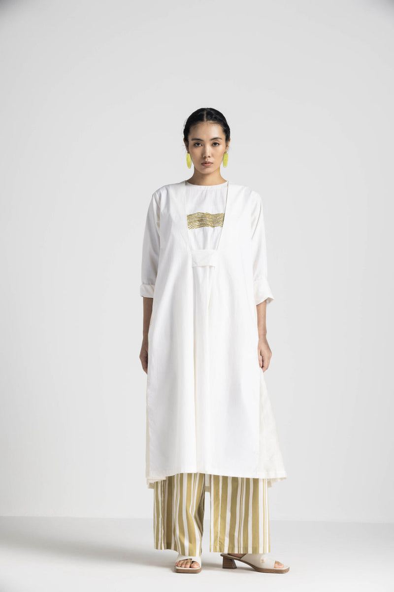 BACK PLEAT DRESS CO ORD - MOSS GREEN poplin by THREE in green color for women in Singapore