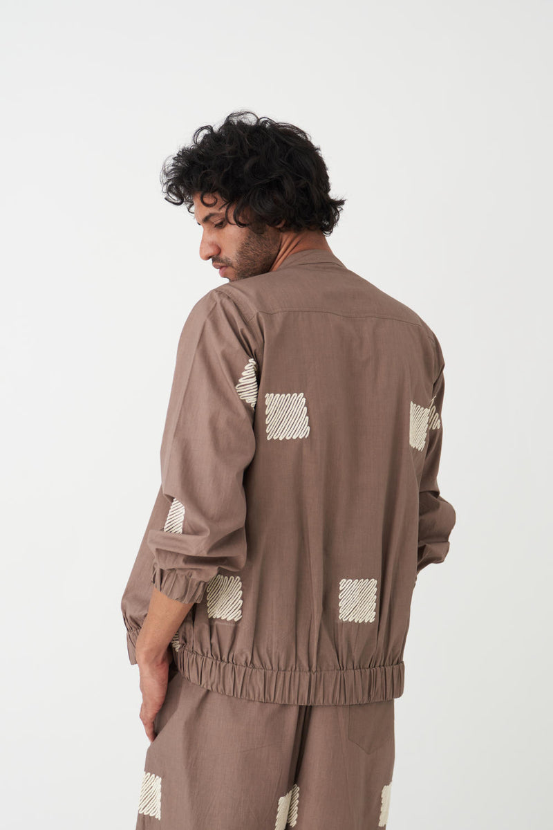 EMB. BOMBER JACKET CO-ORD (Set Of 2) - CEDAR poplin by THREE Men for men in Singapore