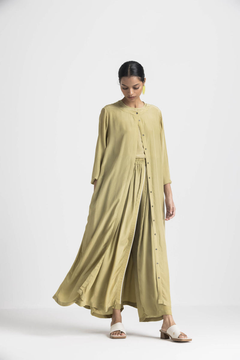 SKIRT PANT - MOSS GREEN by THREE in green color for women in Singapore