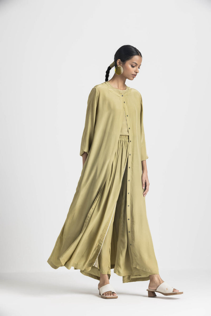 SKIRT PANT - MOSS GREEN by THREE in green color for women in Singapore