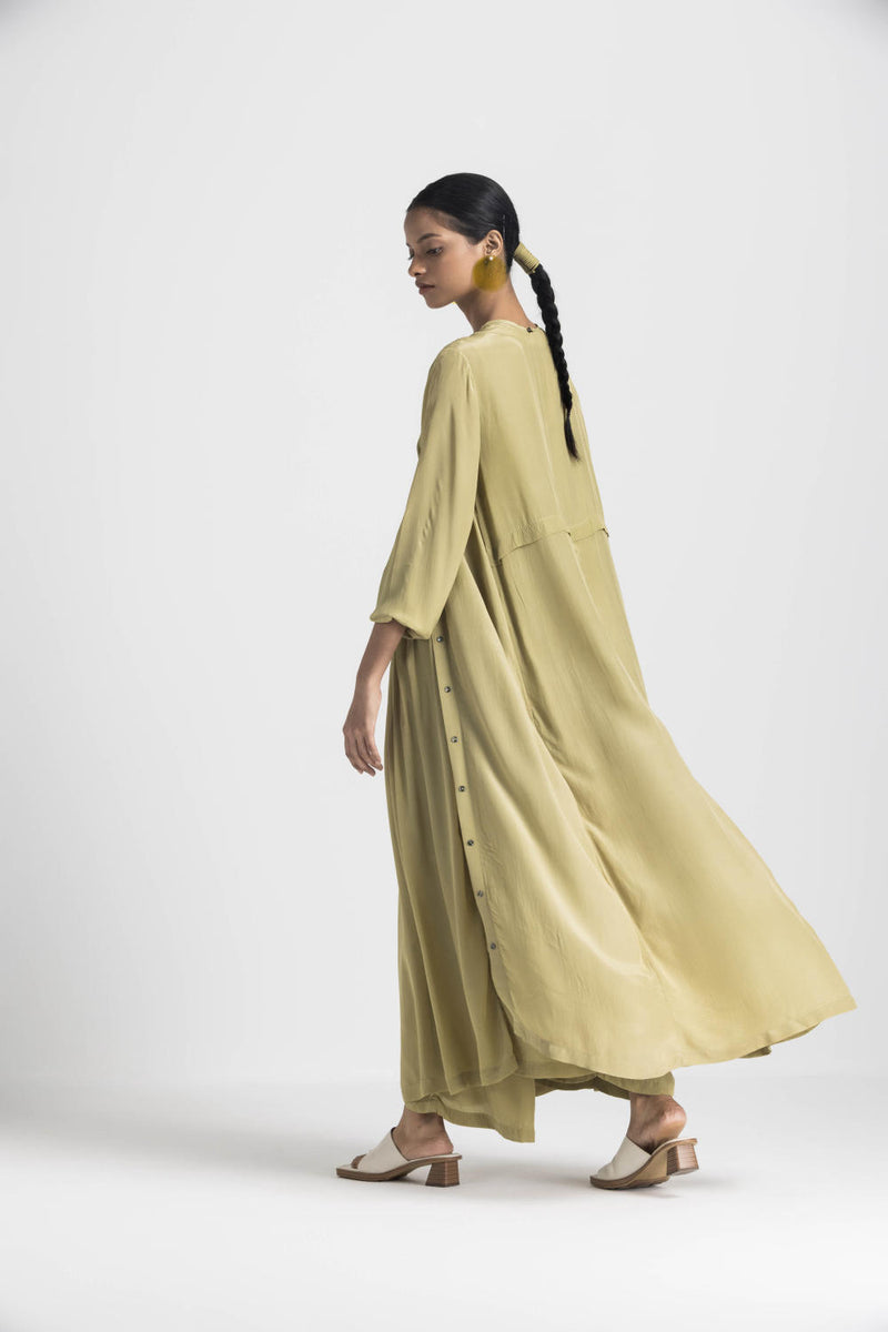 BACK YOKE JACKET - MOSS GREEN by THREE in green color for women in Singapore