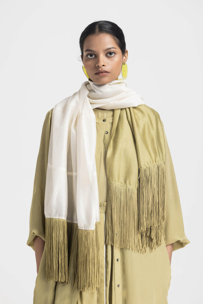 BACK YOKE JACKET CO ORD (SET OF 4) - MOSS GREEN by THREE in green color for women in Singapore