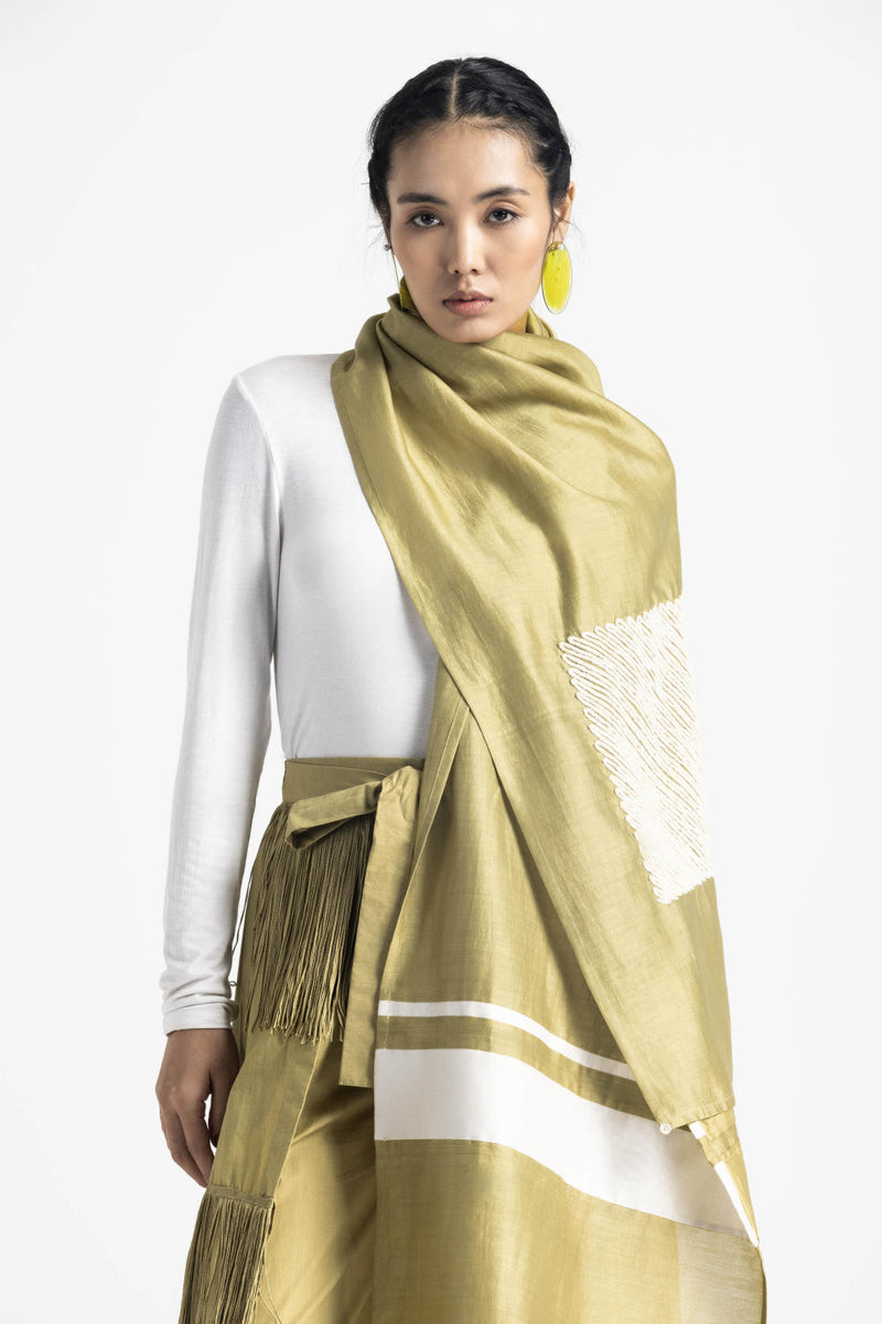 SQUARE EMB. SCARF chanderi by THREE for women in Singapore