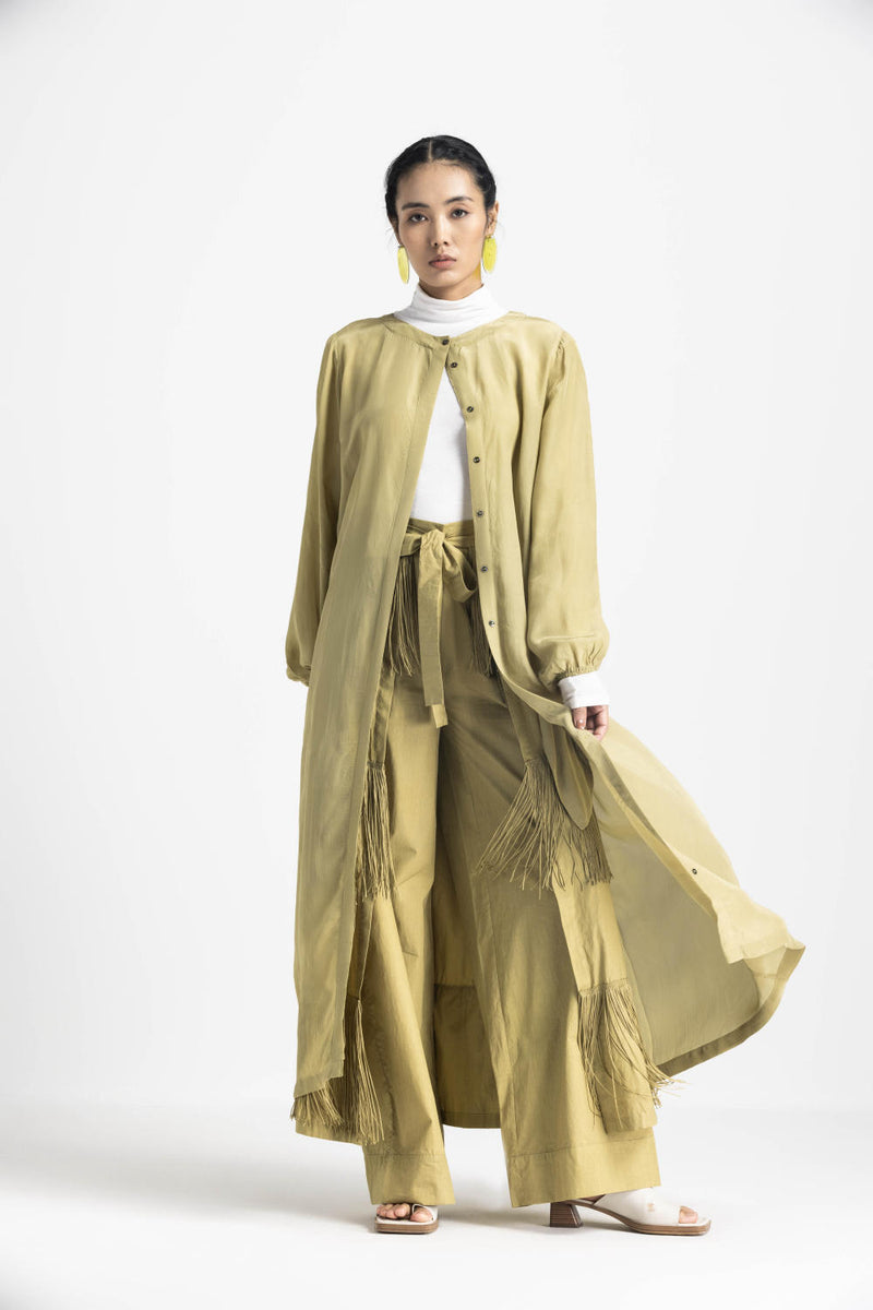 BACK YOKE JACKET - MOSS GREEN by THREE in green color for women in Singapore