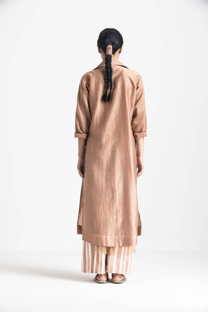 OVERLAP KAFTAN - CHAMPAGNE chanderi by THREE in pink color for women in Singapore