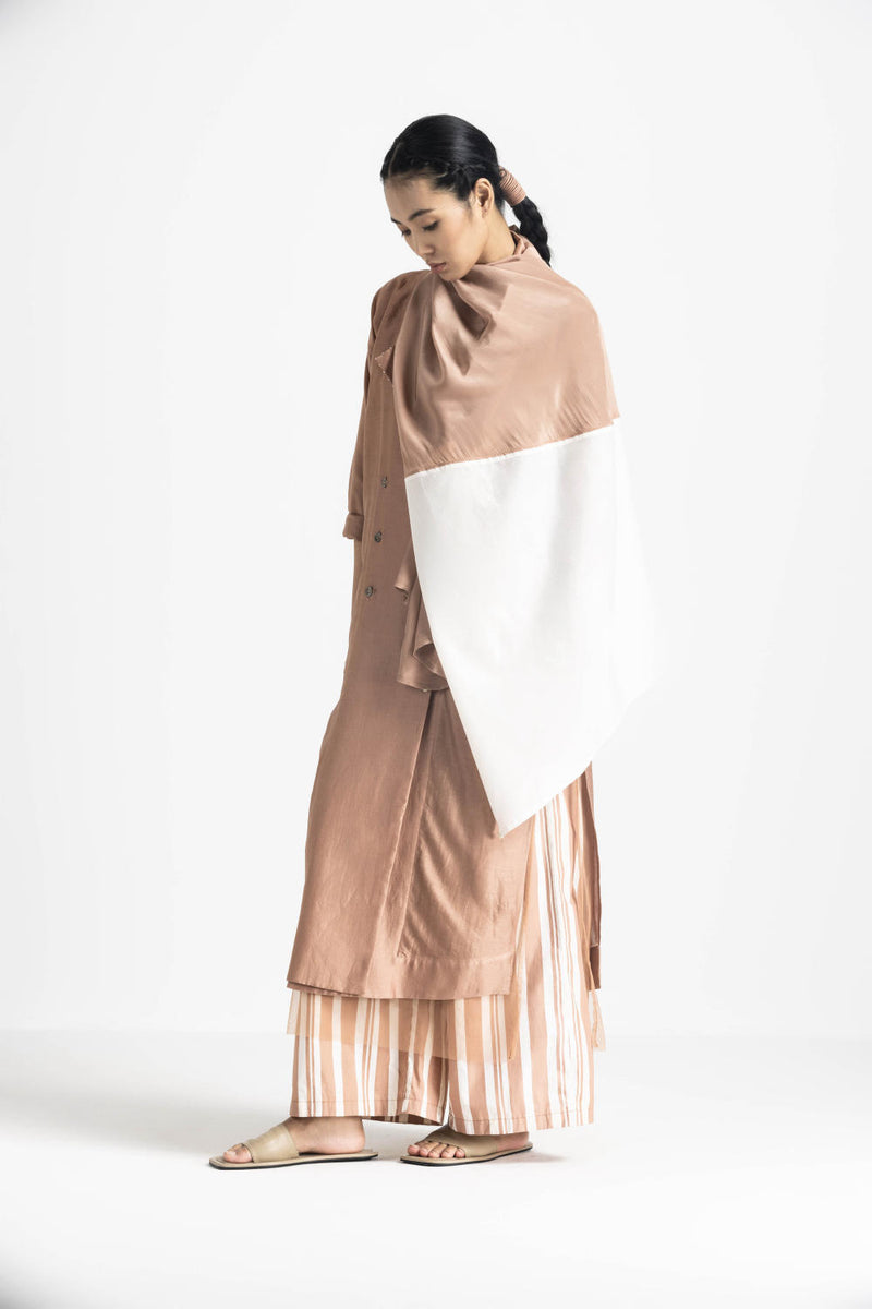 OVERLAP KAFTAN - CHAMPAGNE chanderi by THREE in pink color for women in Singapore