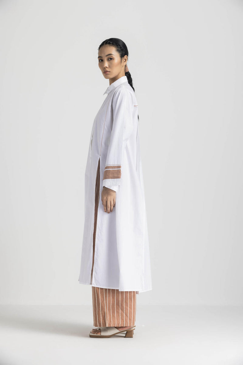WIDE SLEEVE SHIRT CO ORD - CHAMPAGNE poplin by THREE in pink color for women in Singapore