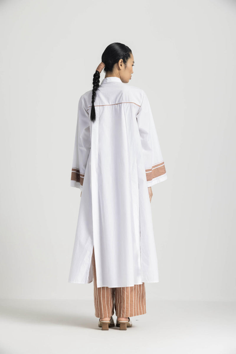 WIDE SLEEVE SHIRT CO ORD - CHAMPAGNE poplin by THREE in pink color for women in Singapore