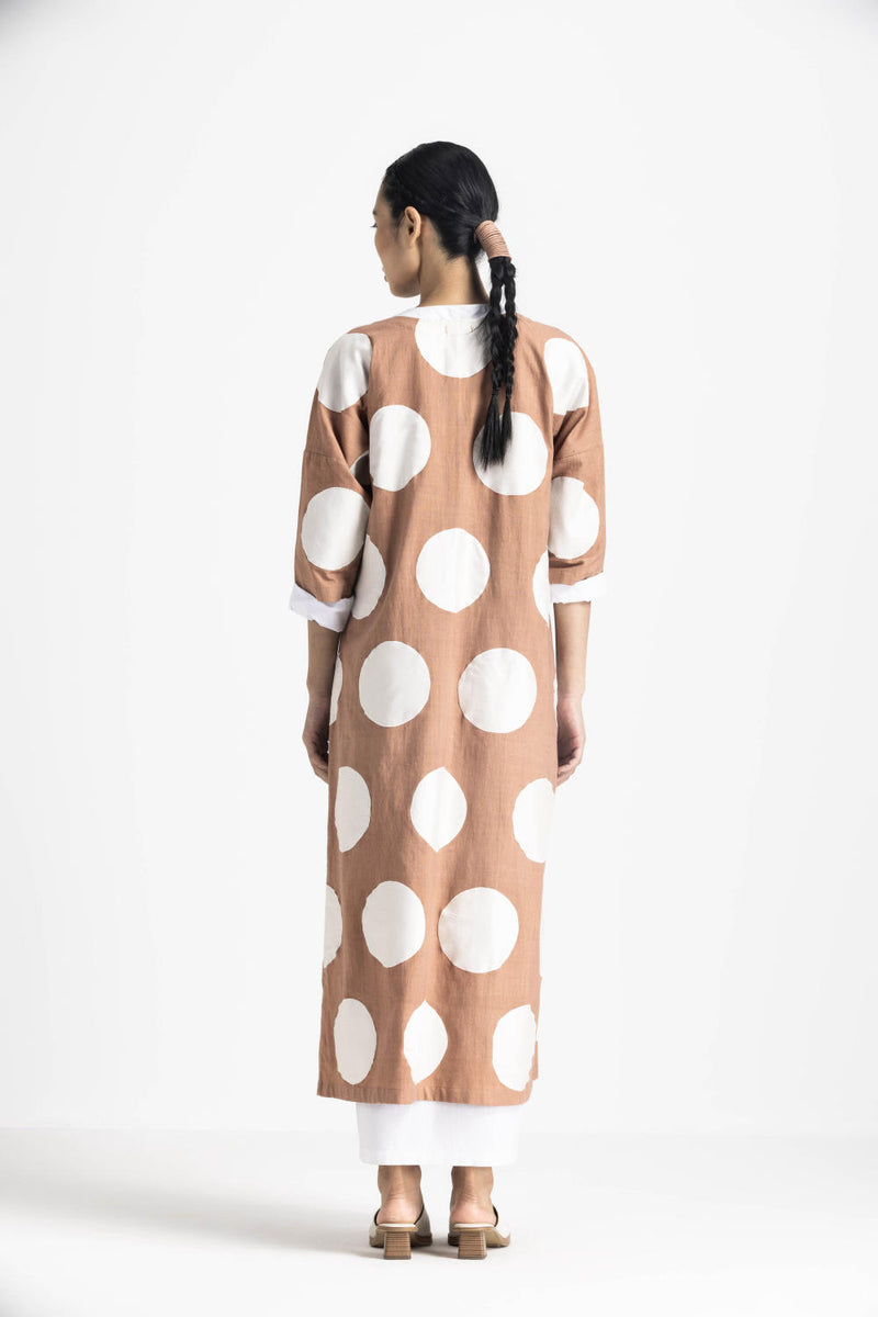 HIGH SLIT APPLIQUE TUNIC - CHAMPAGNE by THREE in pink color for women in Singapore