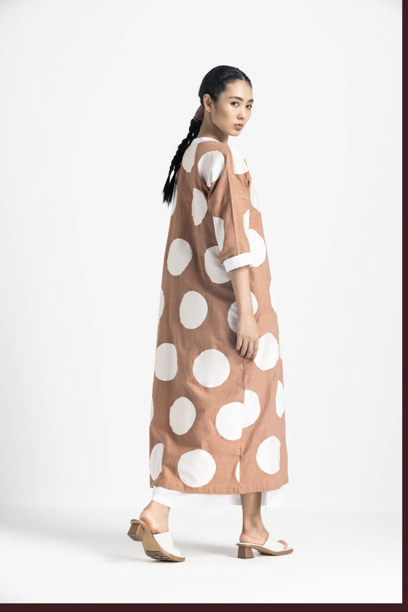 HIGH SLIT APPLIQUE TUNIC CO ORD - CHAMPAGNE by THREE in pink color for women in Singapore