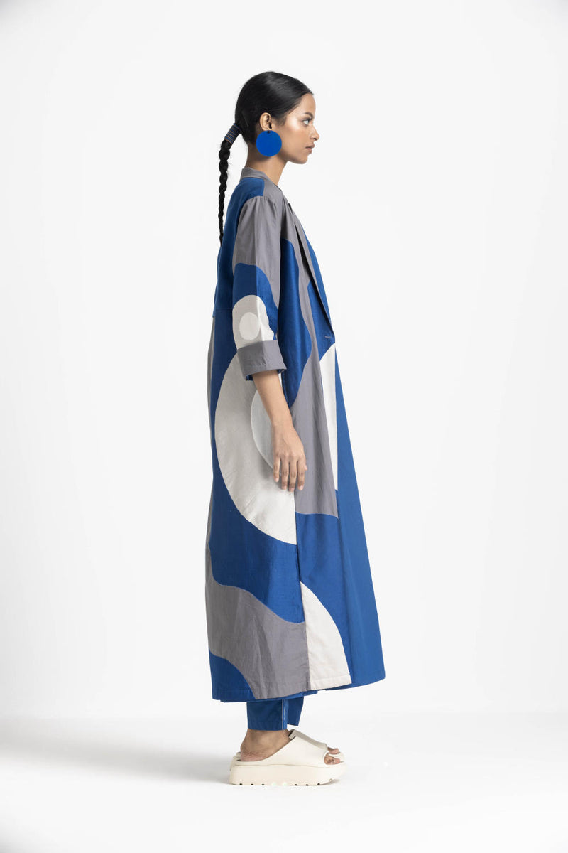 FLORAL APPLIQUE JACKET CO ORD (SET OF 3) - ELECTRIC BLUE poplin by THREE in blue color for women in Singapore