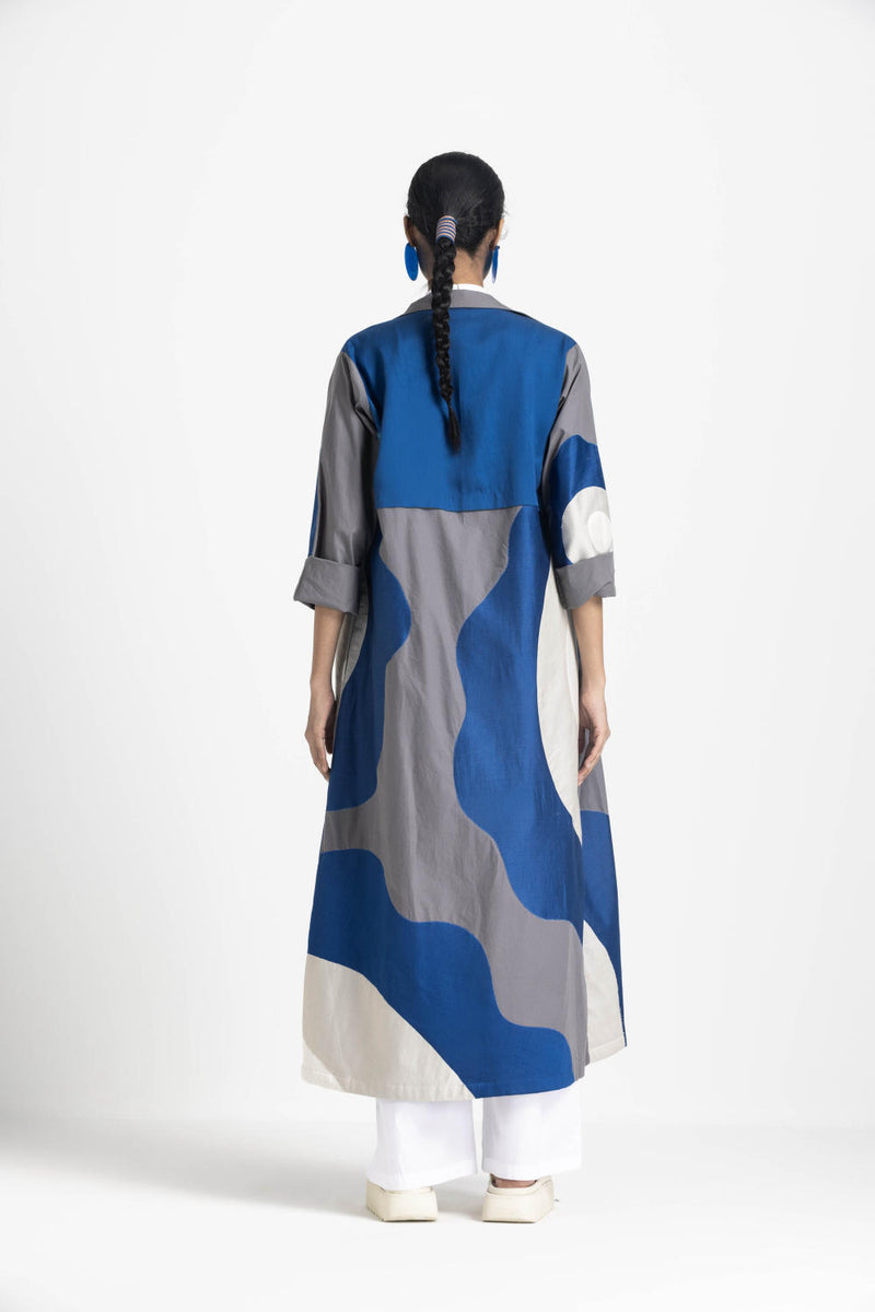 FLORAL APPLIQUE JACKET - ELECTRIC BLUE poplin by THREE in blue color for women in Singapore