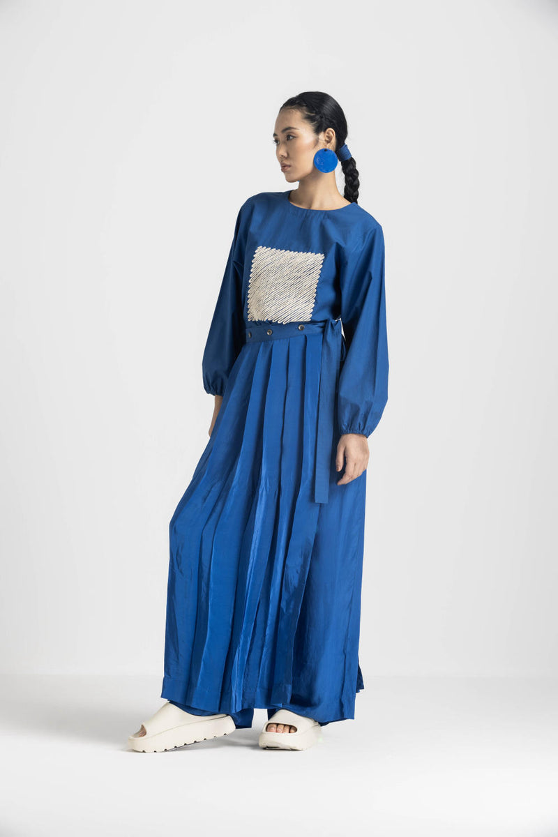 SQUARE TOP - ELECTRIC BLUE poplin by THREE in blue color for women in Singapore
