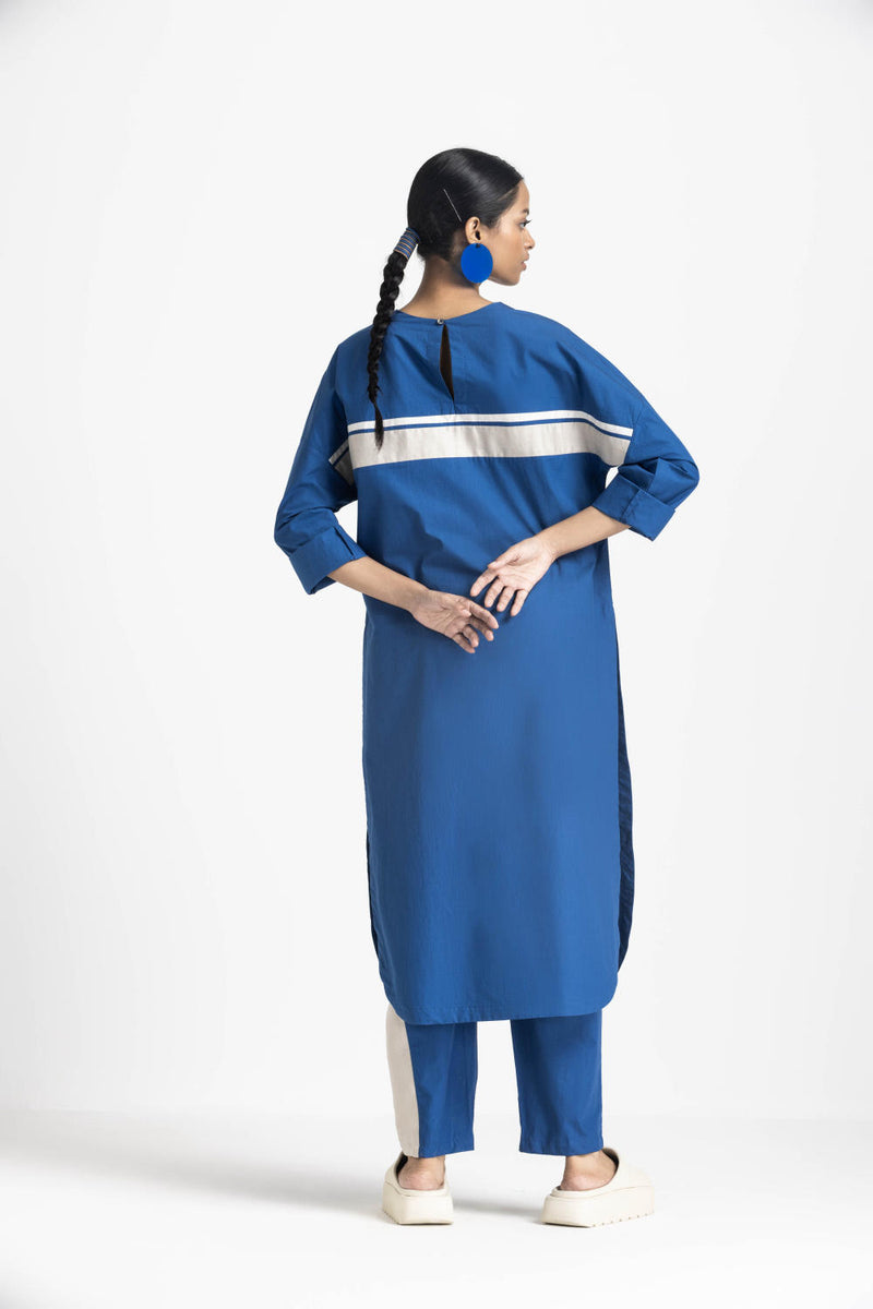 LONG JUMPER - ELECTRIC BLUE poplin by THREE in blue color for women in Singapore