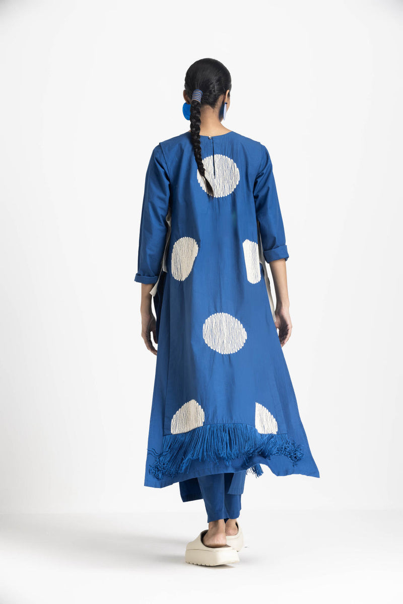 SIDE TIE OVERLAY TUNIC CO ORD - ELECTRIC BLUE poplin by THREE in blue color for women in Singapore