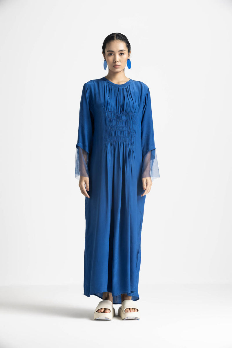 ELASTIC WAIST DRESS - ELECTRIC BLUE by THREE in blue color for women in Singapore