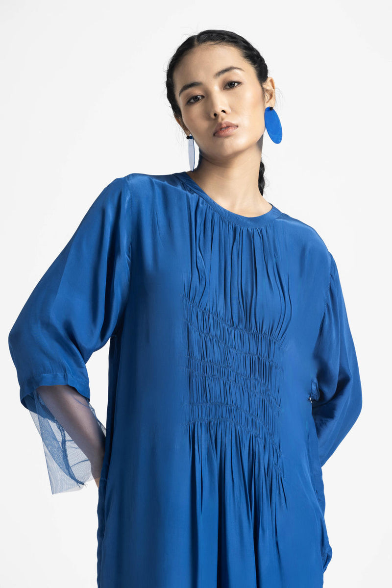 ELASTIC WAIST DRESS - ELECTRIC BLUE by THREE in blue color for women in Singapore