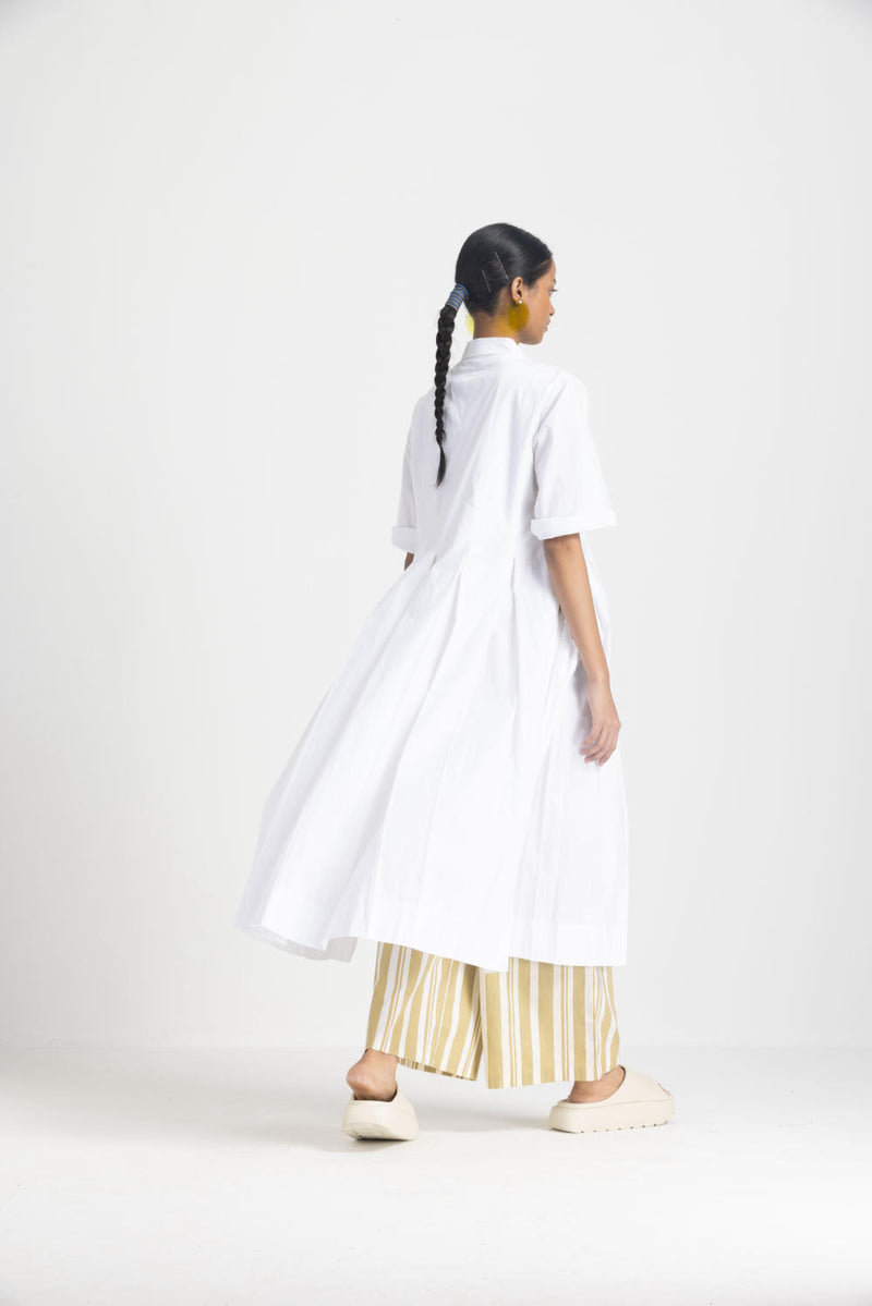 BOX PLEAT TUNIC - WHITE poplin by THREE in white color for women in Singapore