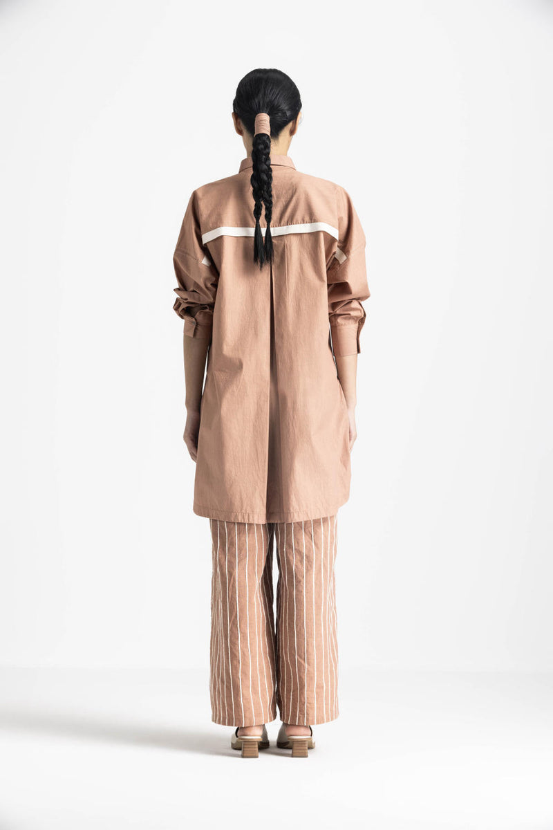 FRINGE POCKET SHIRT - CHAMPAGNE poplin by THREE for women in Singapore
