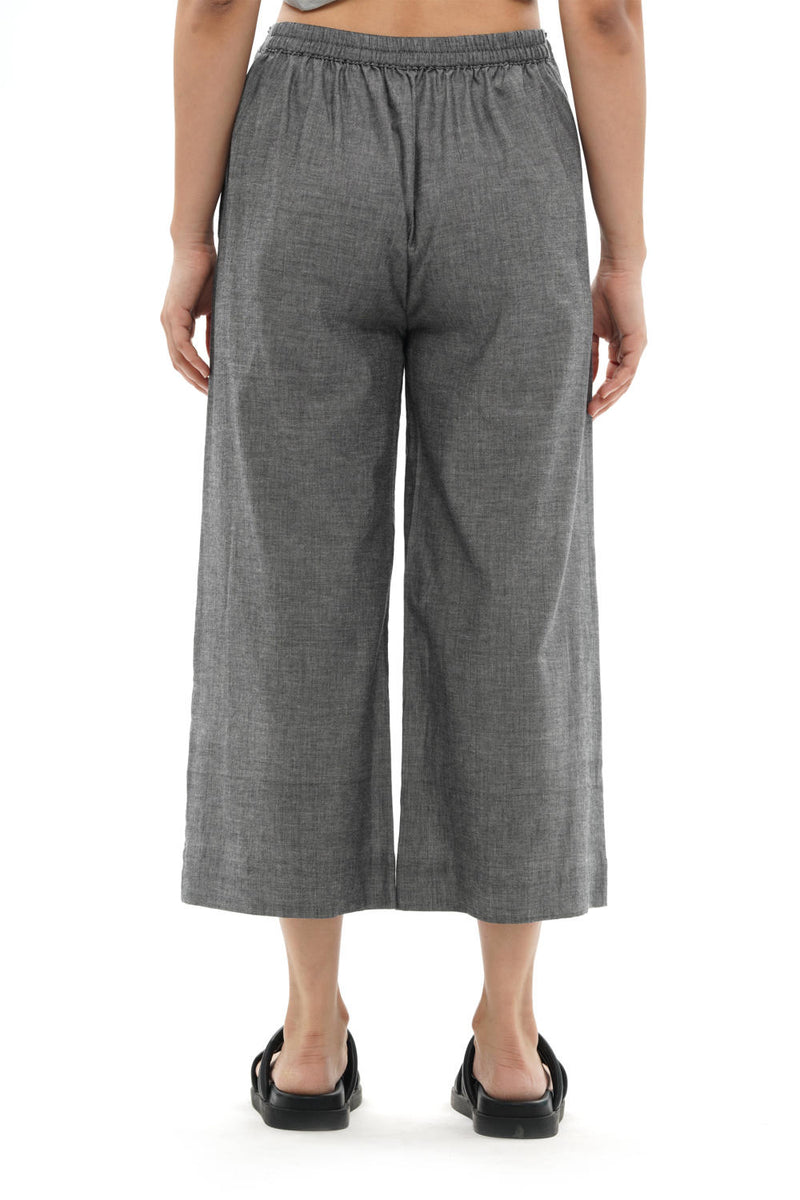 KUMO PALAZZO 100% cotton by Translate - Handwoven Ikat in grey color for women in Singapore