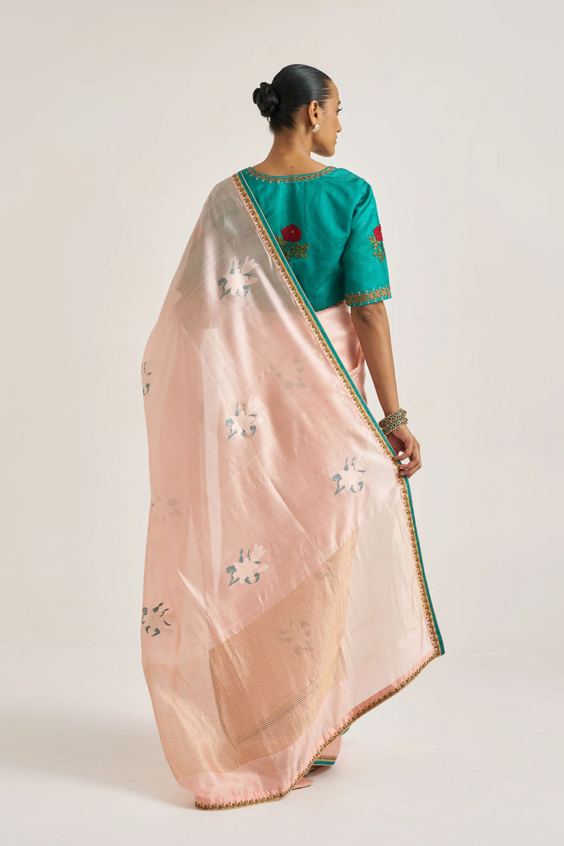Shagufta Sari handwoven mulberry silk by Suparna Som in red for women in Singapore