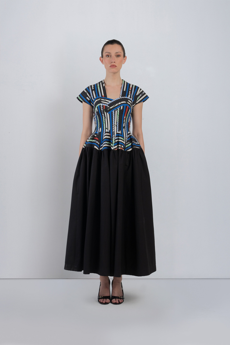 SIA DRESS - Multicolour + Black dress by Leh Studios in multicolour for women in Singapore