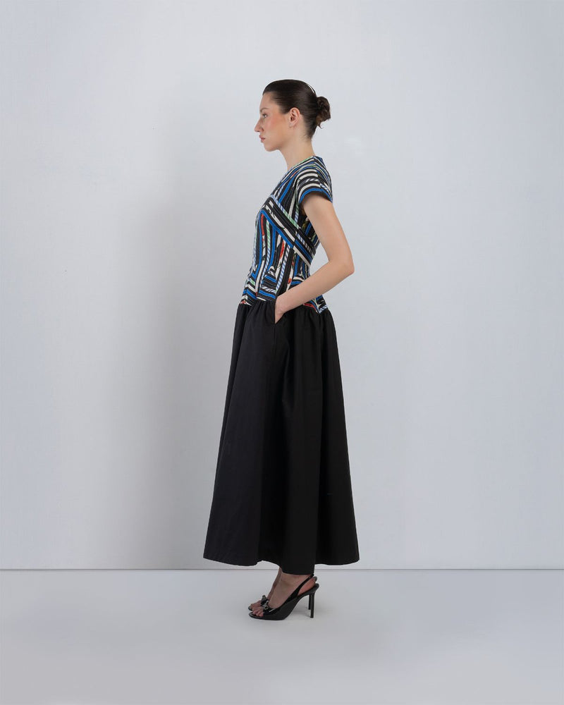 SIA DRESS - Multicolour + Black dress by Leh Studios in multicolour for women in Singapore