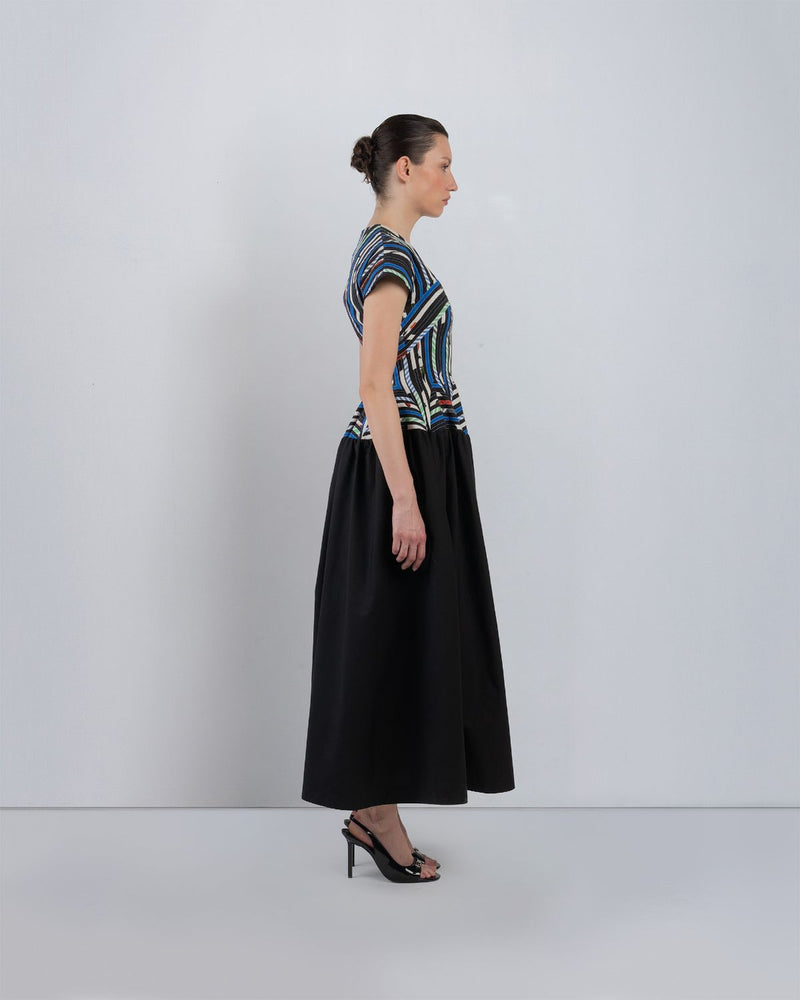 SIA DRESS - Multicolour + Black dress by Leh Studios in multicolour for women in Singapore