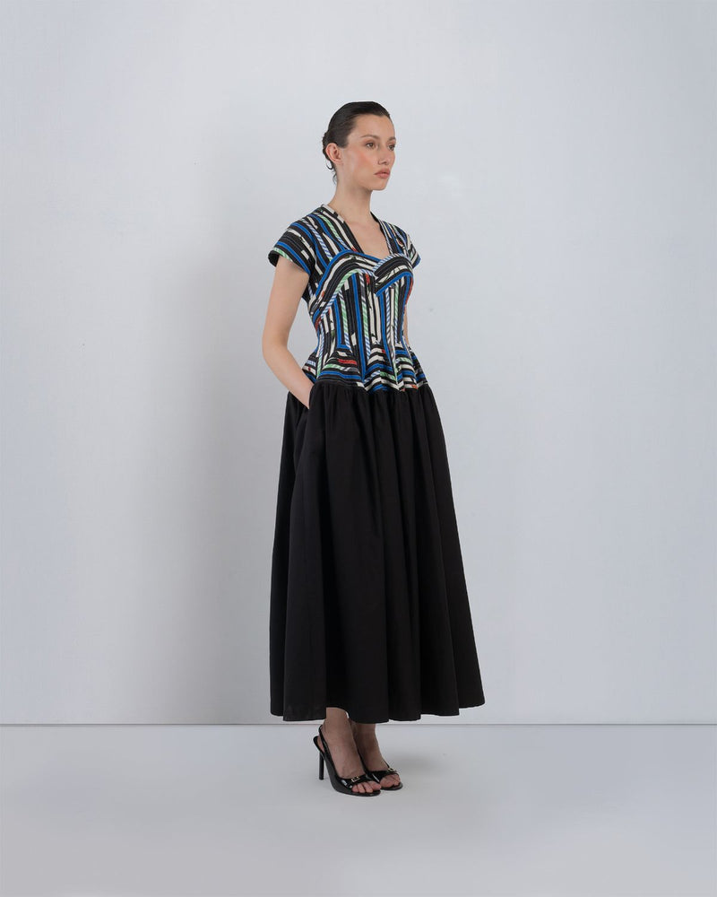 SIA DRESS - Multicolour + Black dress by Leh Studios in multicolour for women in Singapore