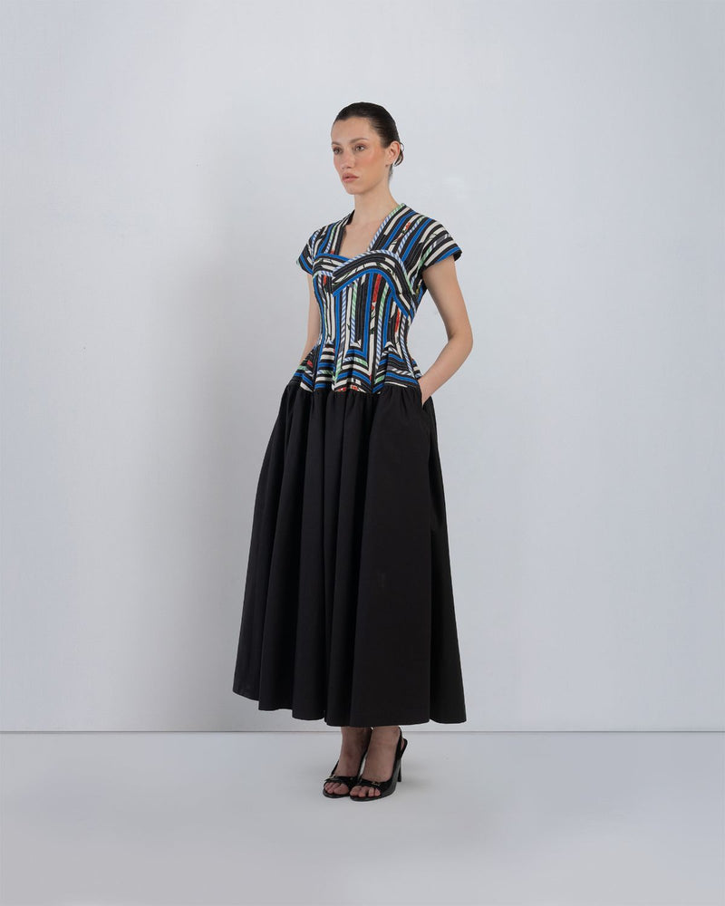 SIA DRESS - Multicolour + Black dress by Leh Studios in multicolour for women in Singapore