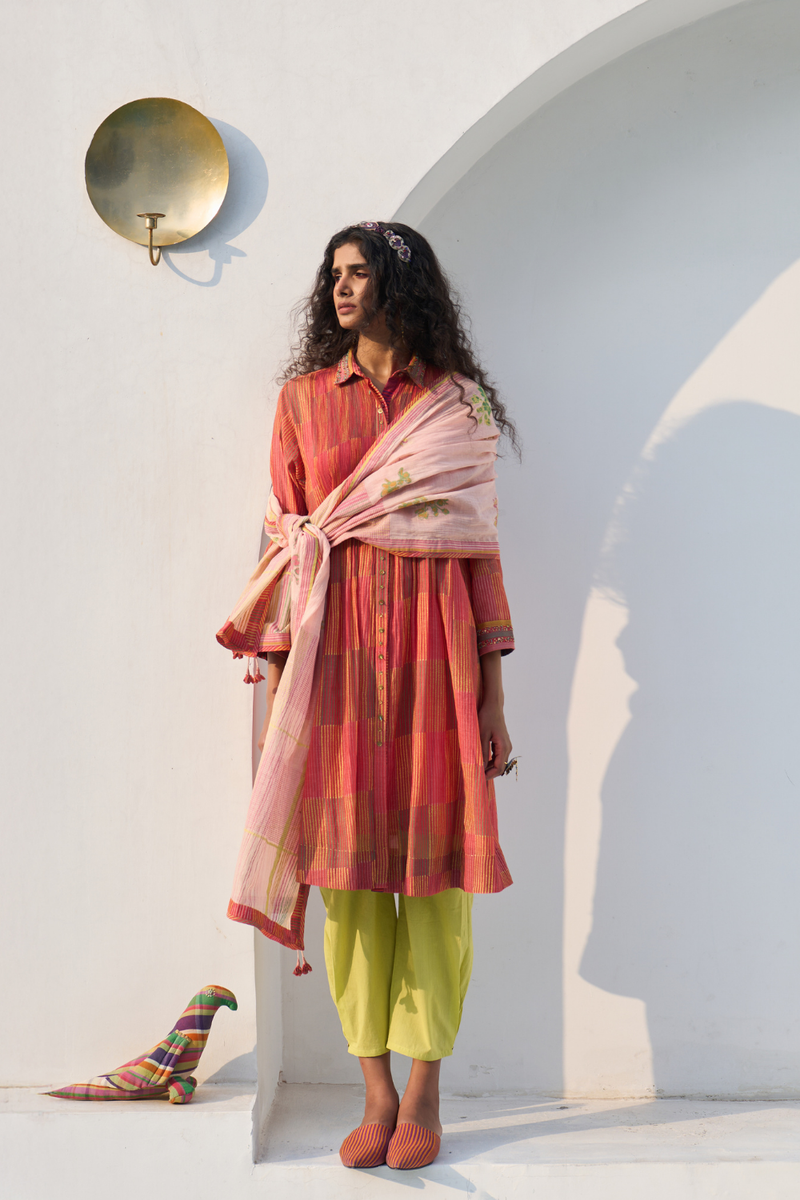 Sia Kurta cotton by SWATTI KAPOOR in red color for women in Singapore