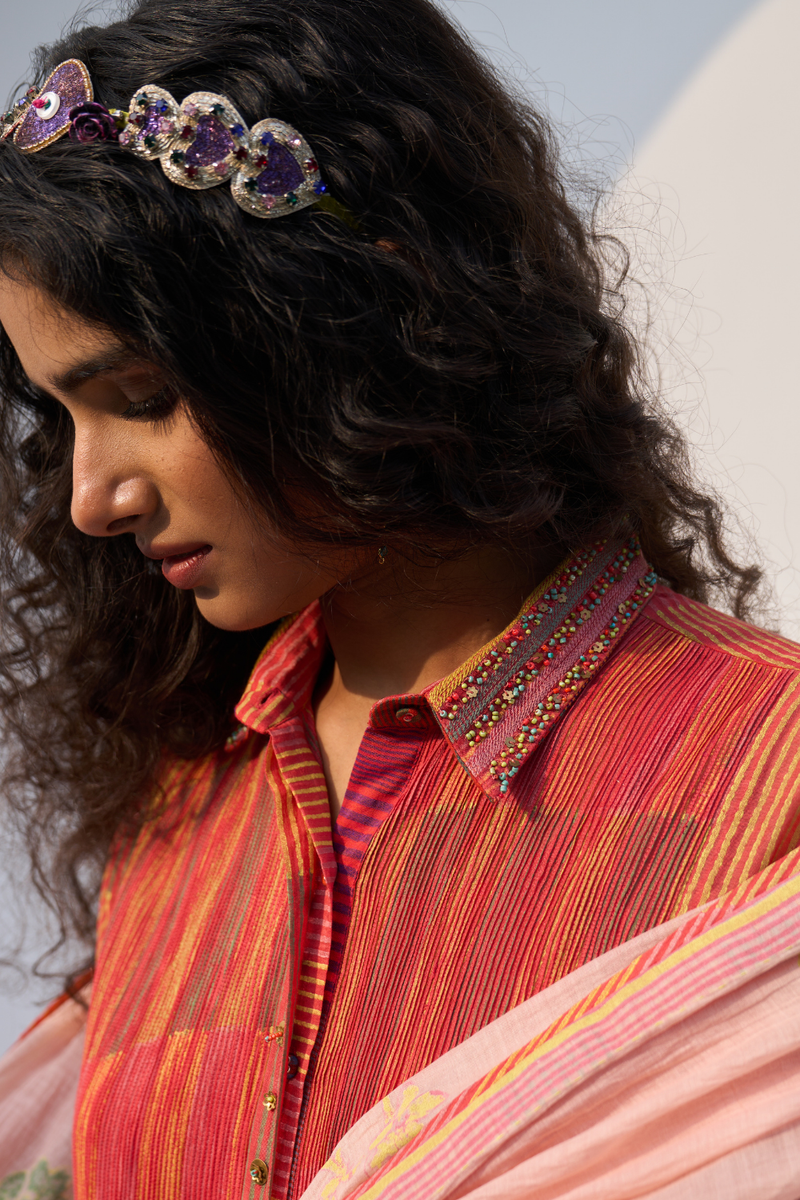 Sia Kurta cotton by SWATTI KAPOOR in red color for women in Singapore