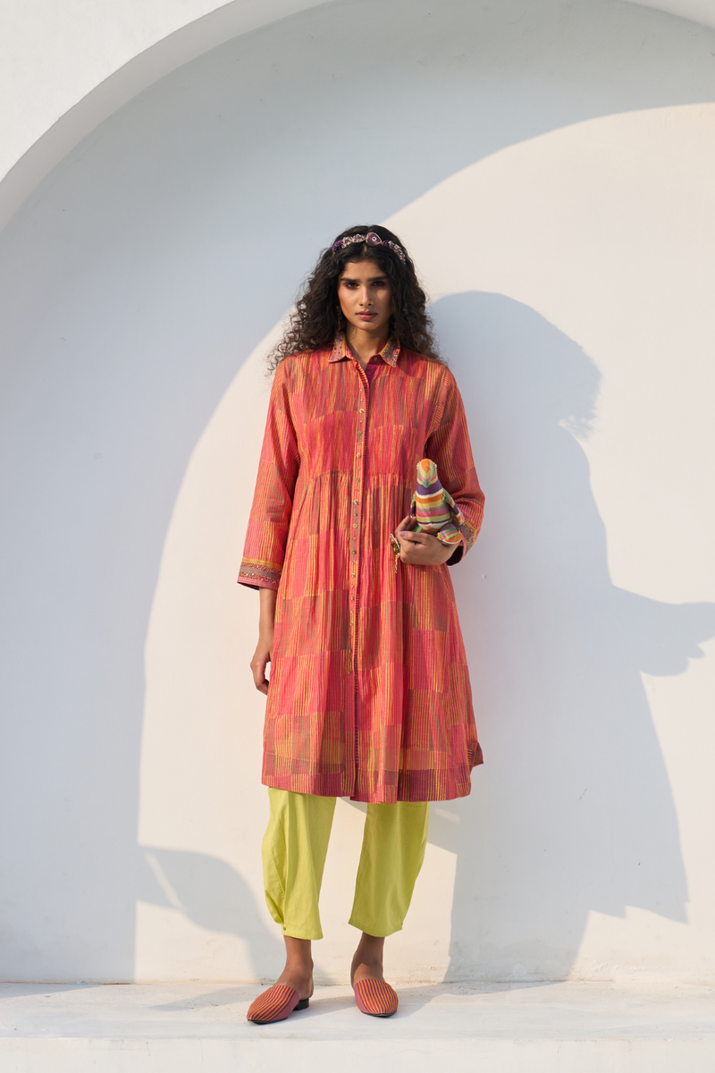 Sia Kurta cotton by SWATTI KAPOOR in red color for women in Singapore